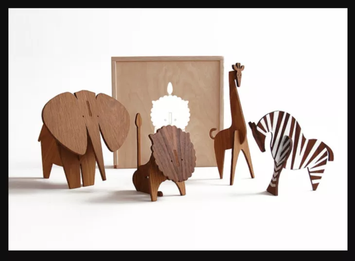 Wooden animal sculptures